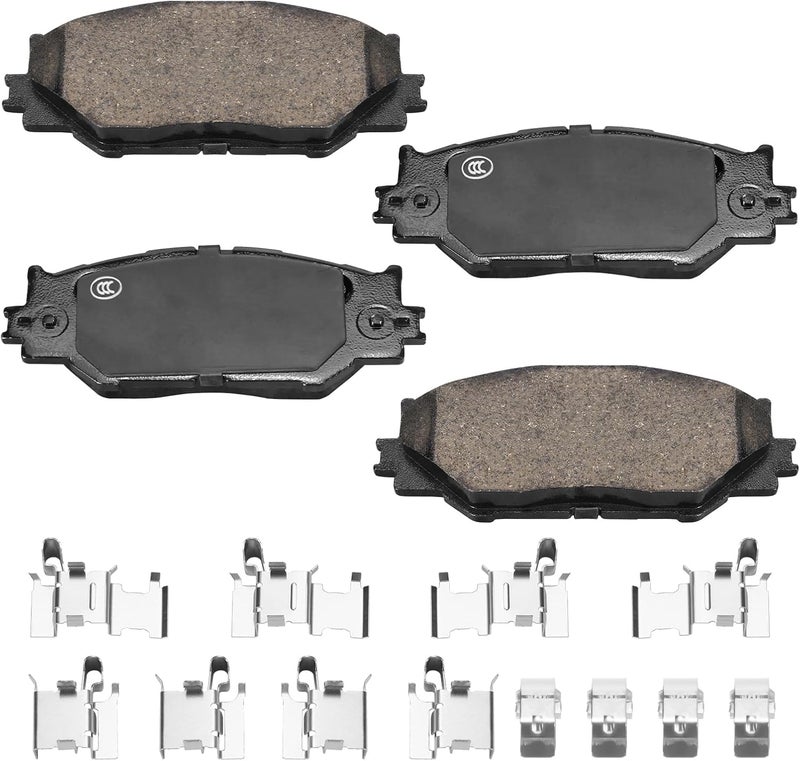HECHENQICHE Front Ceramic Brake Pads with Hardware Kit for 2006-2015 Lexus IS250 - Image 1